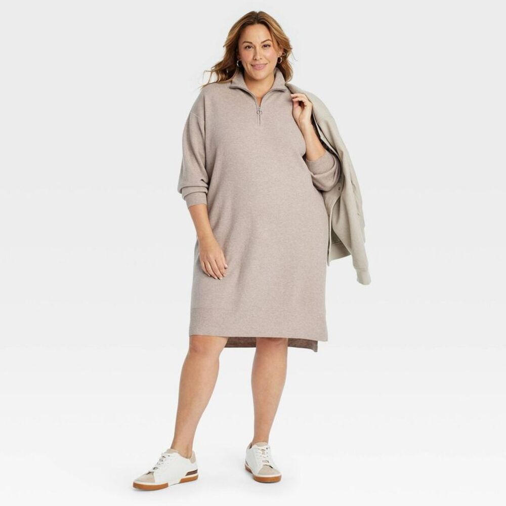 Ava & Viv Light Beige Long Sleeve Dress - Picture 3 of 4
